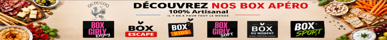 Box apéro artisanales QG du Coq – Box Sport, Escape, Kids, Girly et Box du Moment