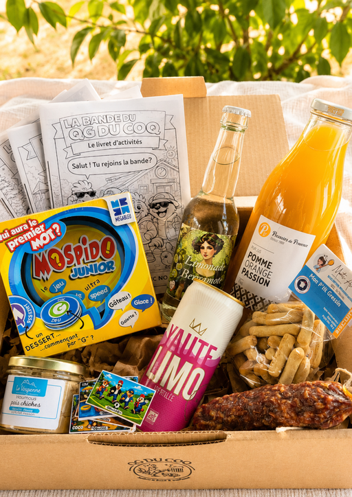 Box apéro Kids avec jeu et produits pour enfants
