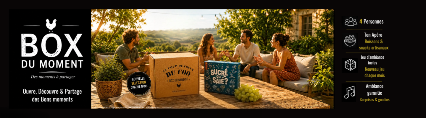 Box apéro du Moment avec jeu d’ambiance – QG du Coq