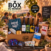 Box du Moment QG du Coq avec produits artisanaux français et jeu d’ambiance Sucré ou Salé