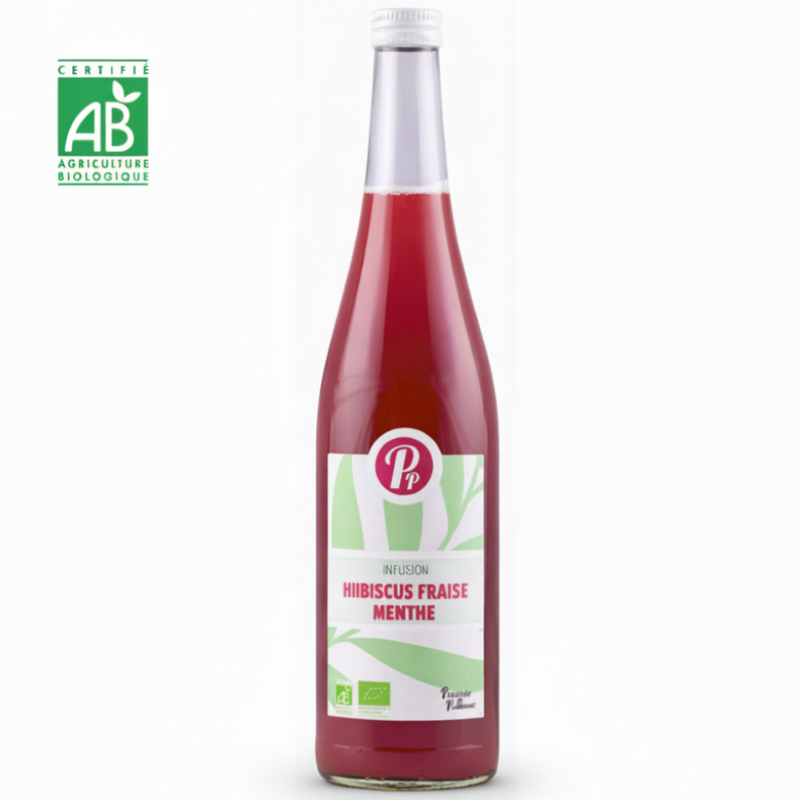 Infusion Hibiscus Fraise Menthe Bio 75 cl - Pressoirs de Provence