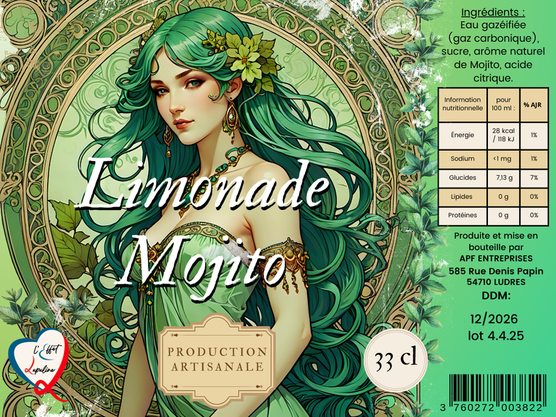 Limonade Mojito 33 cl - Brasserie L'Effet Lupuline