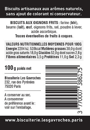 Biscuits Oignons Frits 100 g - Les Gavroches