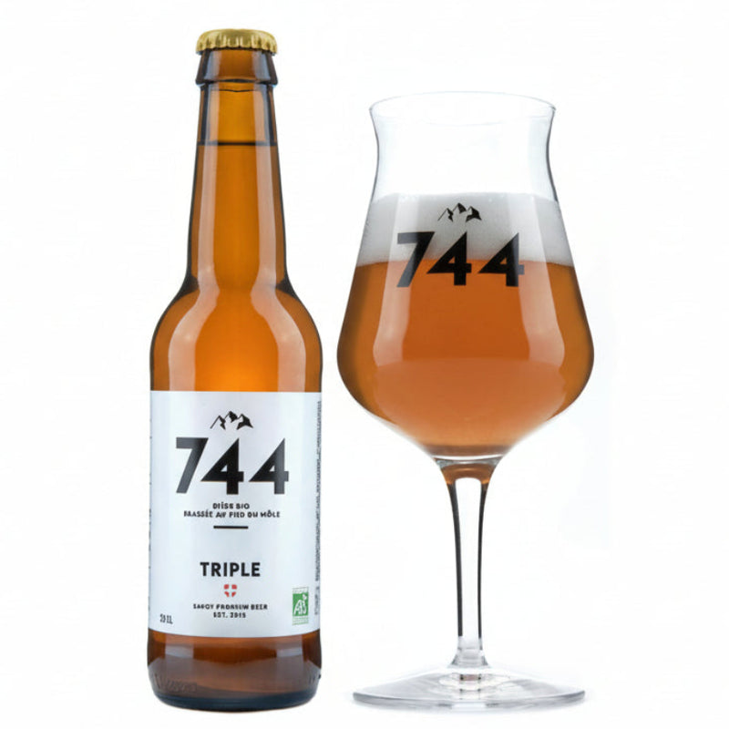 Bière Triple bio Brasserie 744 avec verre
