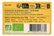 ingredients Houmous pois chiches au citron Bio 100 g - Conserverie CLAC