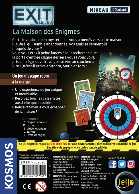 EXIT : La Maison des Enigmes (niveau débutant) - Iello
