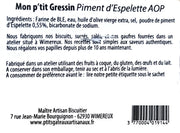 ingredients Gressins au Piment d'Espelette AOP 80 g Sophie Farrugia