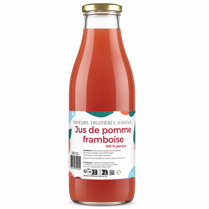 Pur Jus de Pomme & Framboise 1 L - Les Vergers partagés de Lorraine