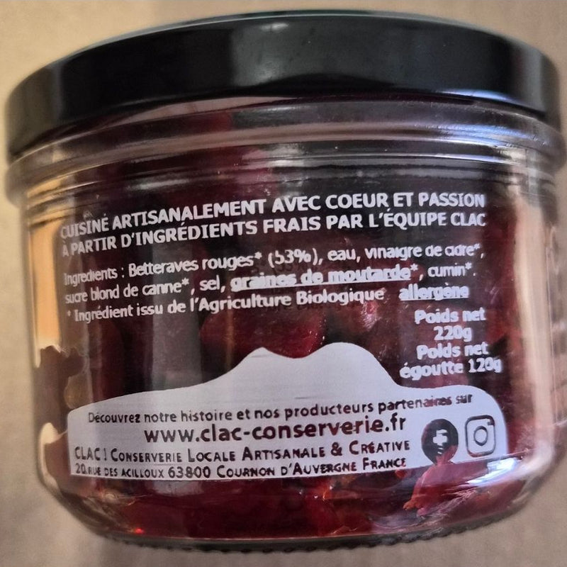 Pickles de Betterave Bio 220 g - Conserverie CLAC