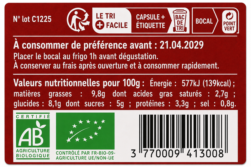 Crème de Betterave au Chèvre Frais Bio 100 g - Conserverie CLAC