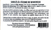 Étiquette ingrédients des sablés au fromage de l'Écume de Wimereux Sophie Farrugia