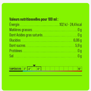 Informations nutritionnelles Yaute Limo Myrtille Bio 33 cl