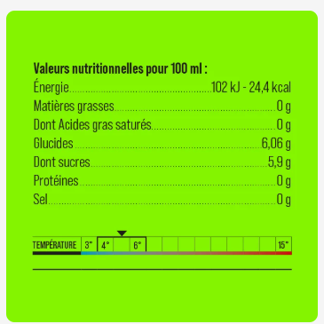 Informations nutritionnelles Yaute Limo Myrtille Bio 33 cl